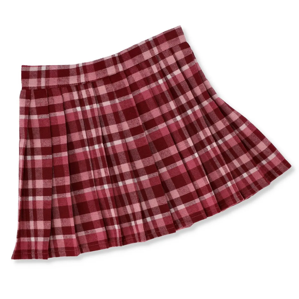 Pre-Girls Checked Flannel Skirt - Burgundy