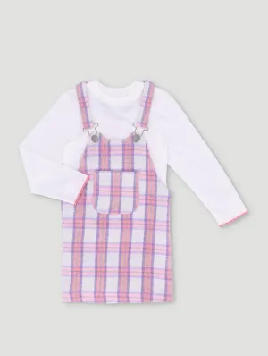 Pre-Girls Flannel Pinni & Long Sleeve Tee - Pink