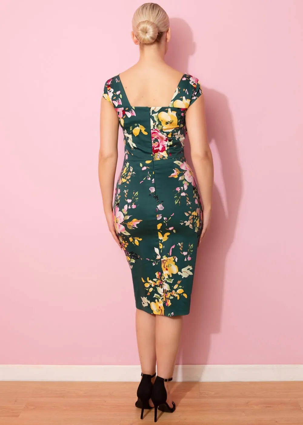 Pretty Dress Company Cara Seville 50's Pencil Dress Forest Green