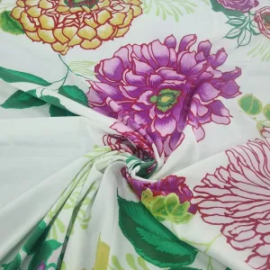 Printed Rayon Twill Fabric 150 cm Cream Floral