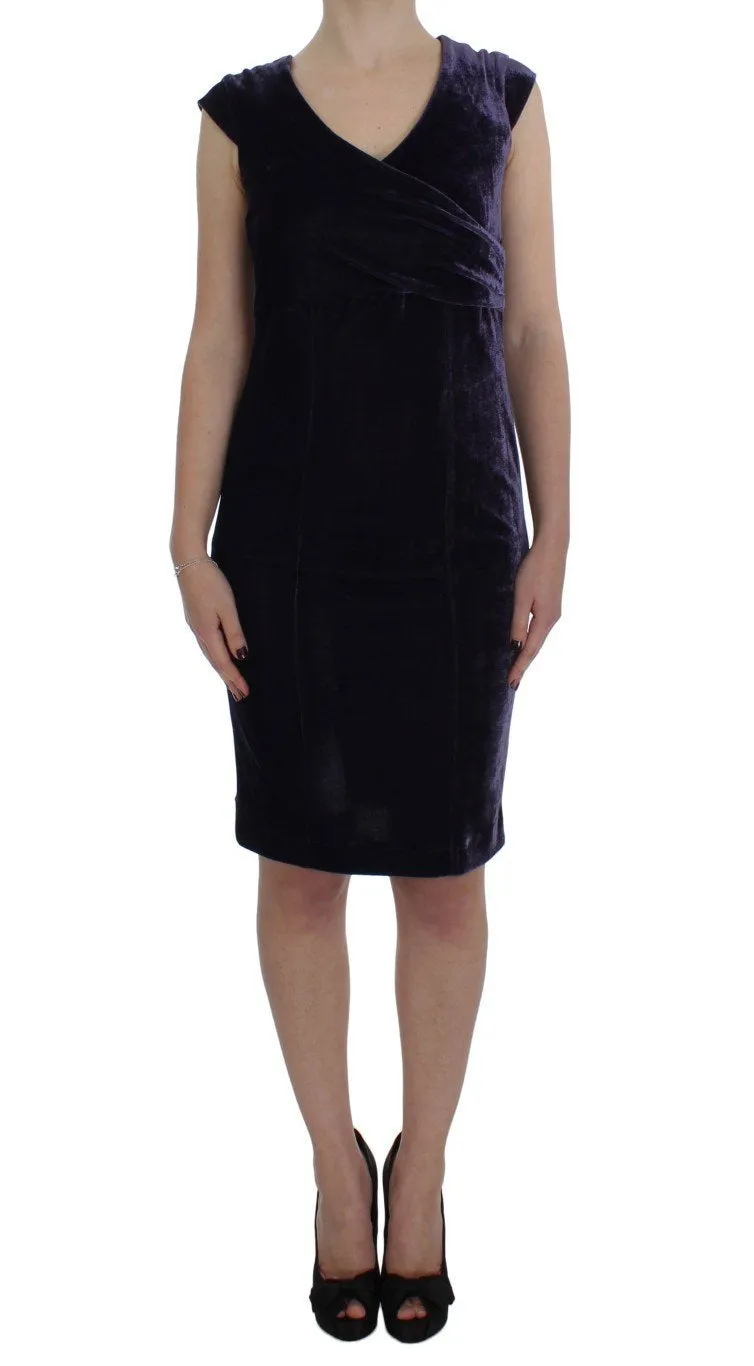 Purple Velvet Sheath Dress & Sweater Set