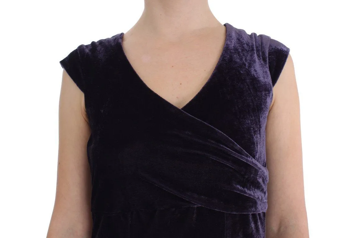Purple Velvet Sheath Dress & Sweater Set