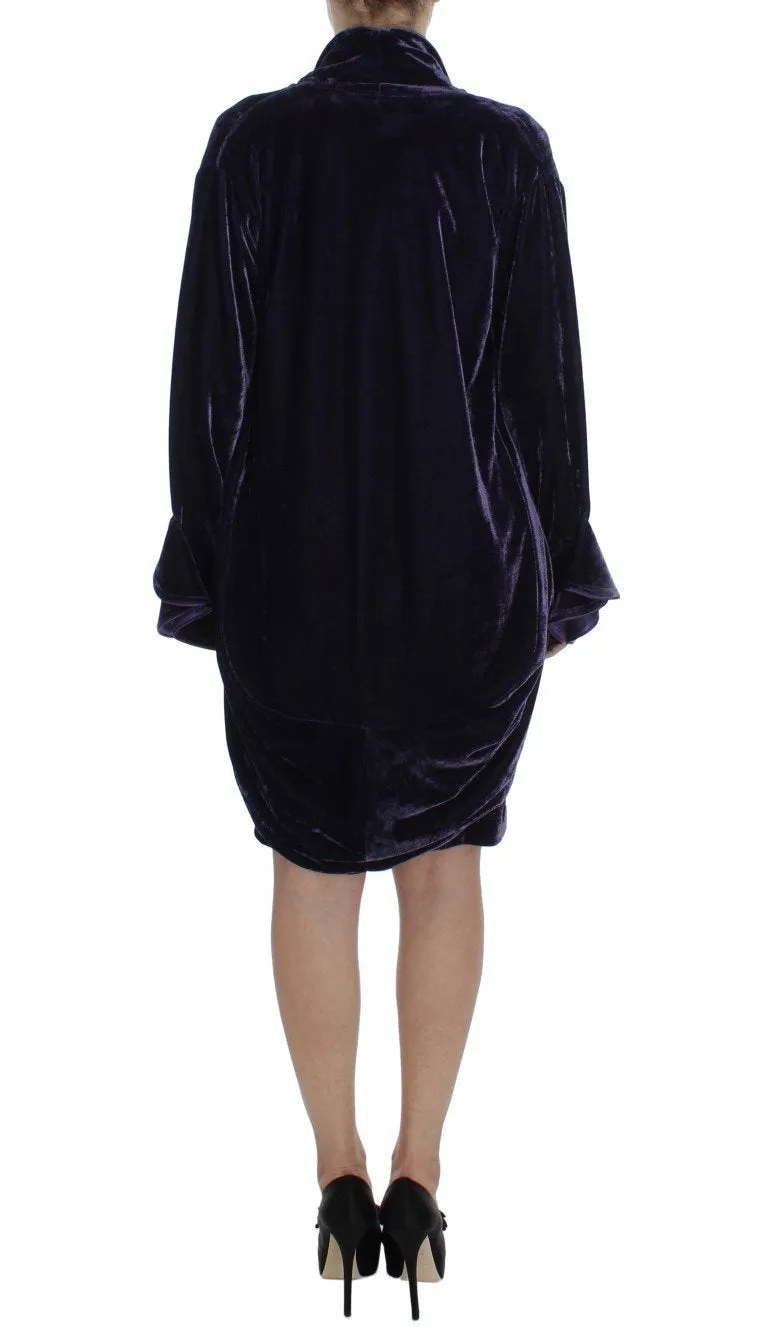 Purple Velvet Sheath Dress & Sweater Set