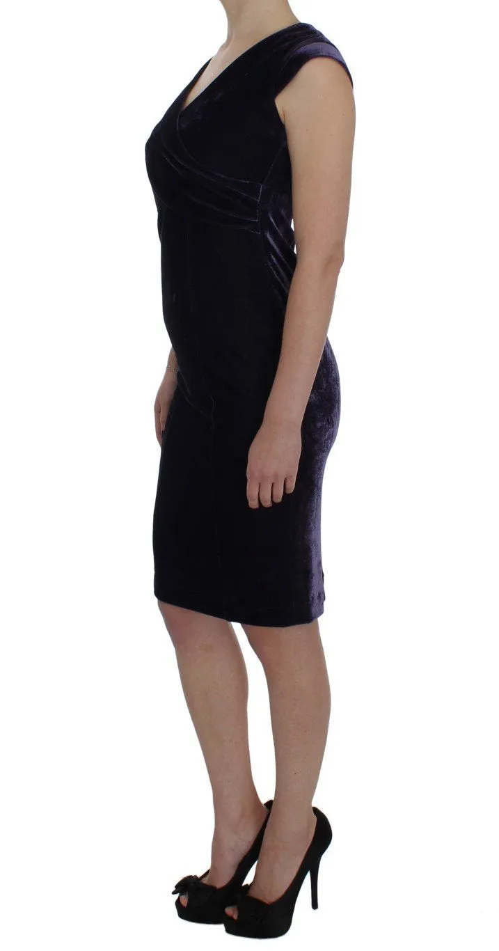 Purple Velvet Sheath Dress & Sweater Set