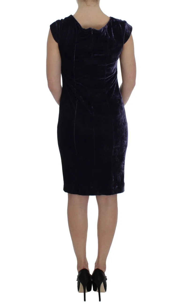 Purple Velvet Sheath Dress & Sweater Set