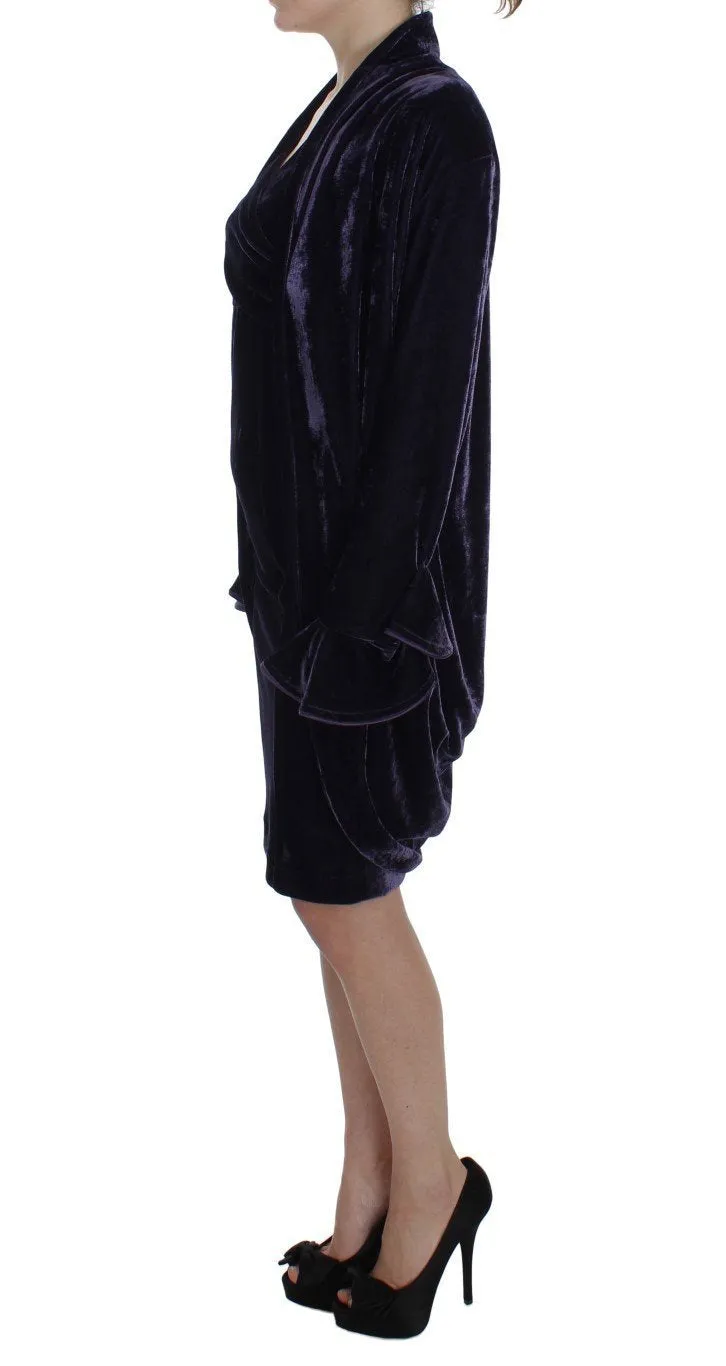 Purple Velvet Sheath Dress & Sweater Set