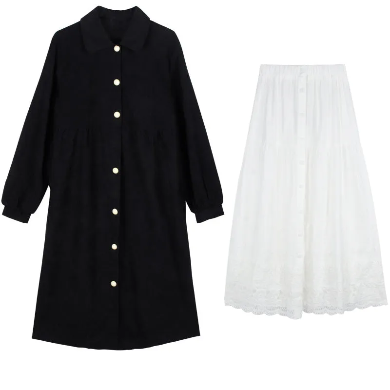 "BLACK RETRO SINGLE-BREASTED" DRESS/SKIRT N032206