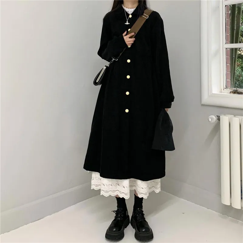 "BLACK RETRO SINGLE-BREASTED" DRESS/SKIRT N032206