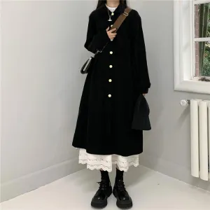 "BLACK RETRO SINGLE-BREASTED" DRESS/SKIRT N032206