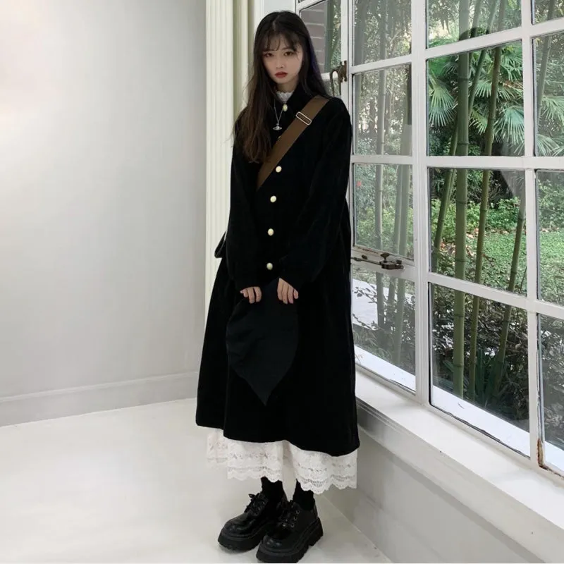 "BLACK RETRO SINGLE-BREASTED" DRESS/SKIRT N032206