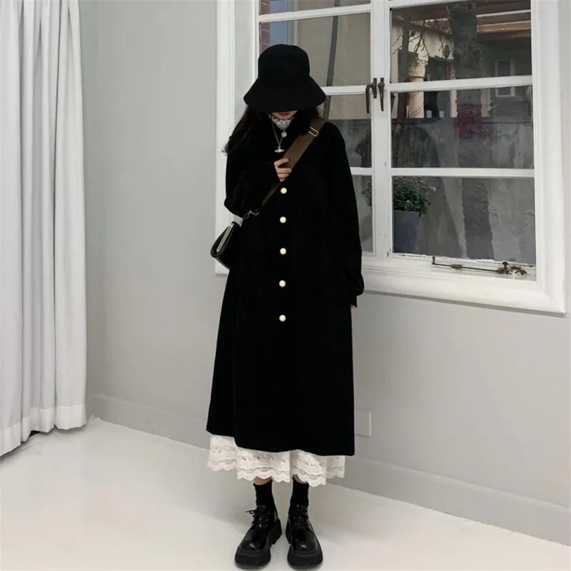 "BLACK RETRO SINGLE-BREASTED" DRESS/SKIRT N032206