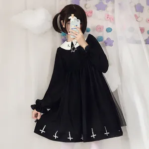"GOTH CROSS HEXAGRAM MESH" DRESS N010805