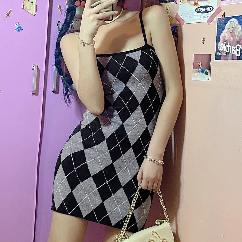 "RETRO DIAMOND COLOR BLOCK" DRESS N033102