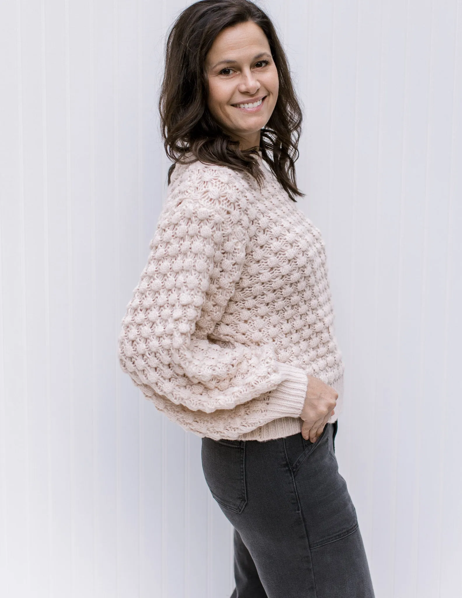 QX Creamy Bubble Knit Sweater
