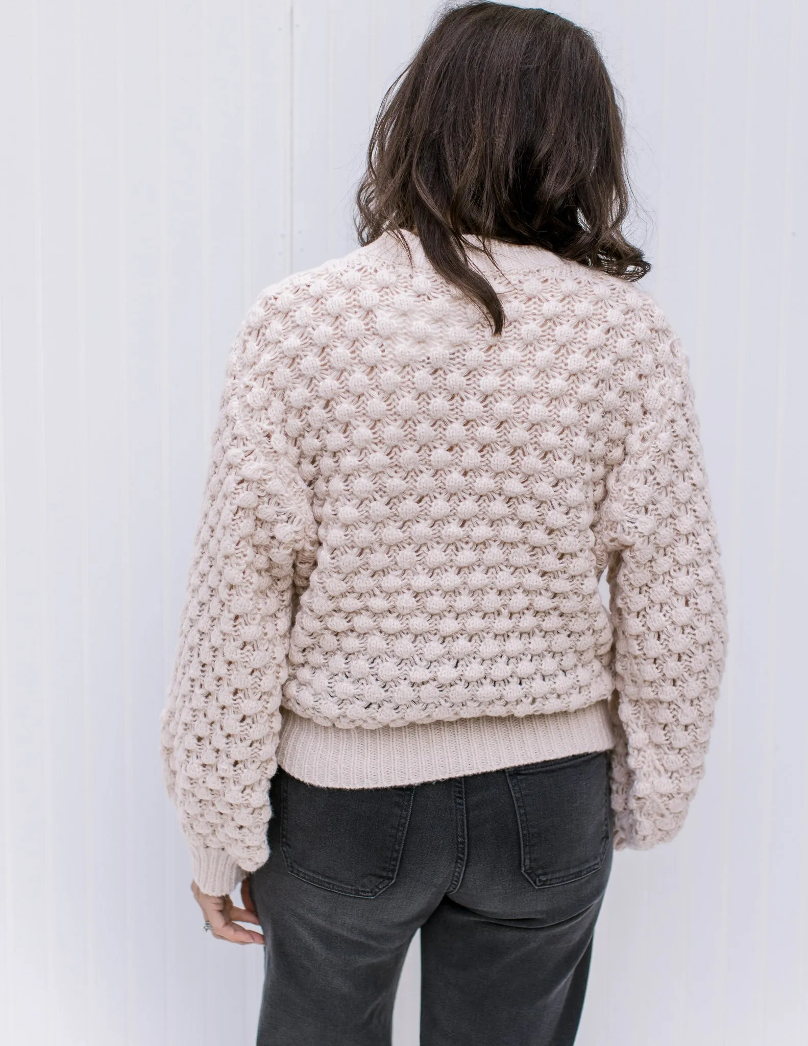 QX Creamy Bubble Knit Sweater