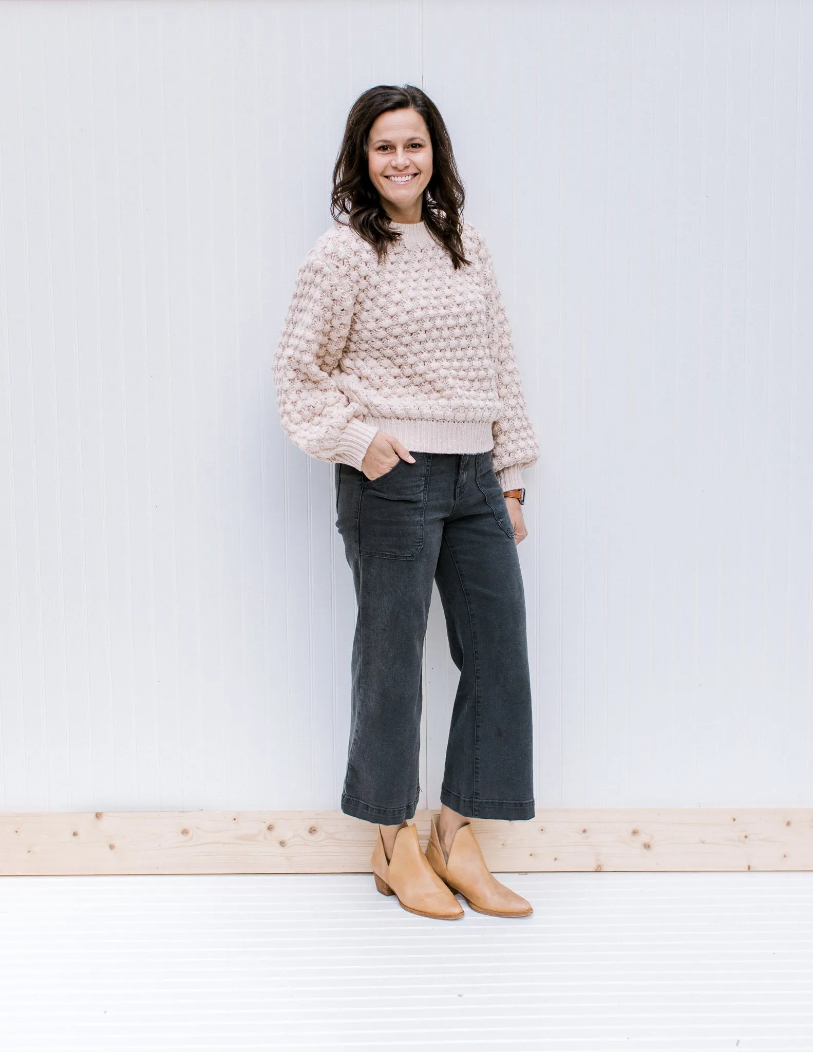 QX Creamy Bubble Knit Sweater