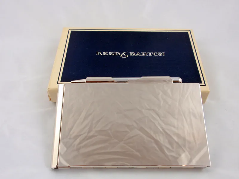 REED & BARTON Small Silver Note Pad with Pencil Original Box and Dust Bag