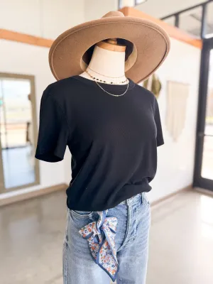 RESTOCK Kate Ribbed Tee - Black