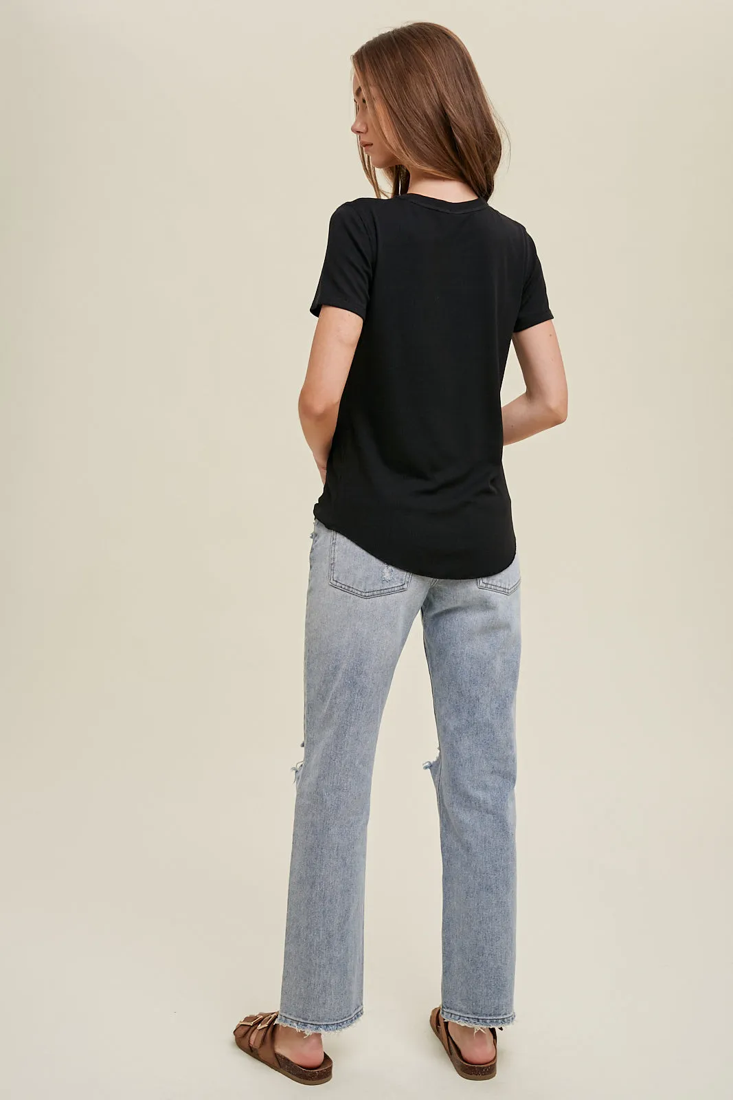 RESTOCK Kate Ribbed Tee - Black