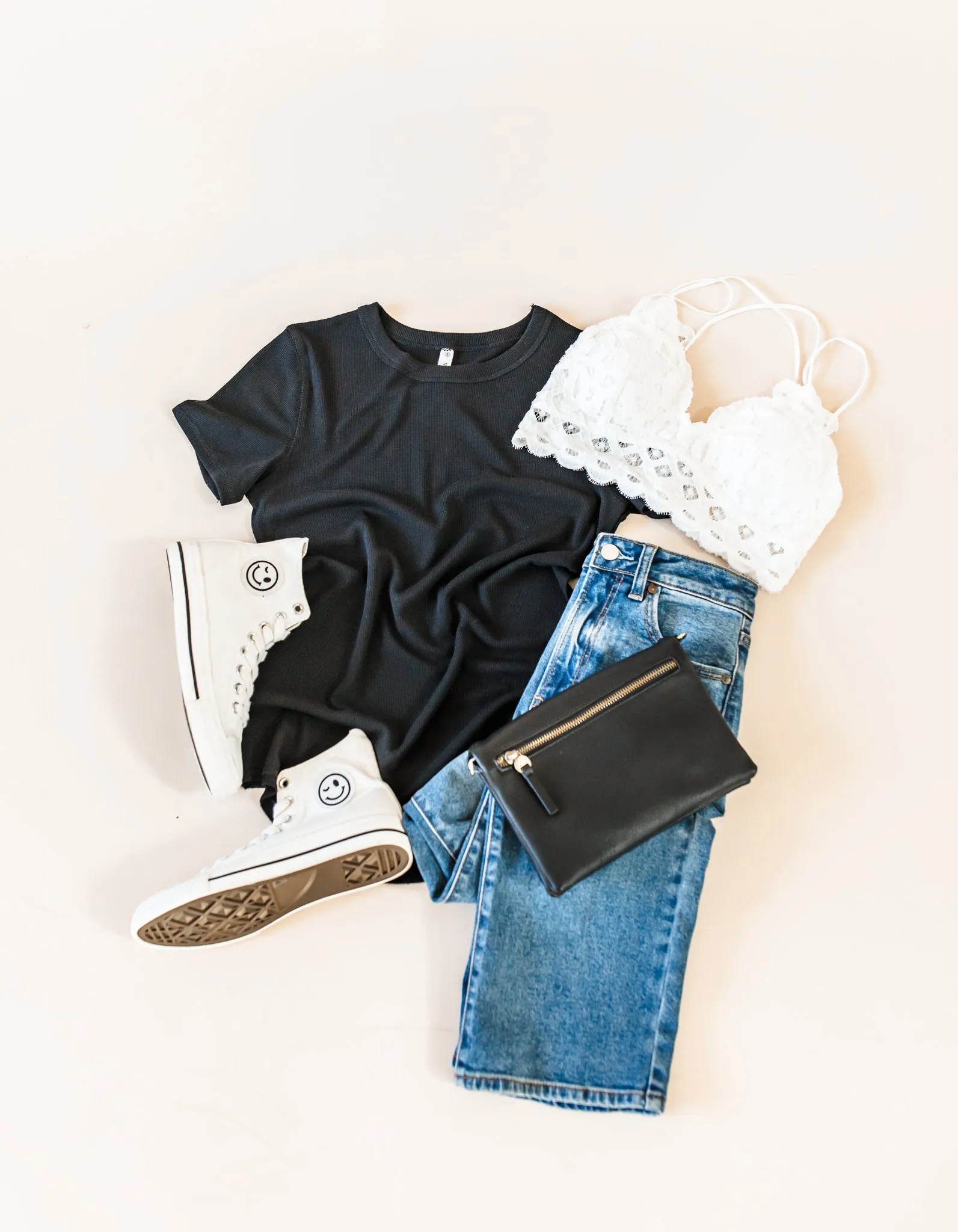 RESTOCK Kate Ribbed Tee - Black