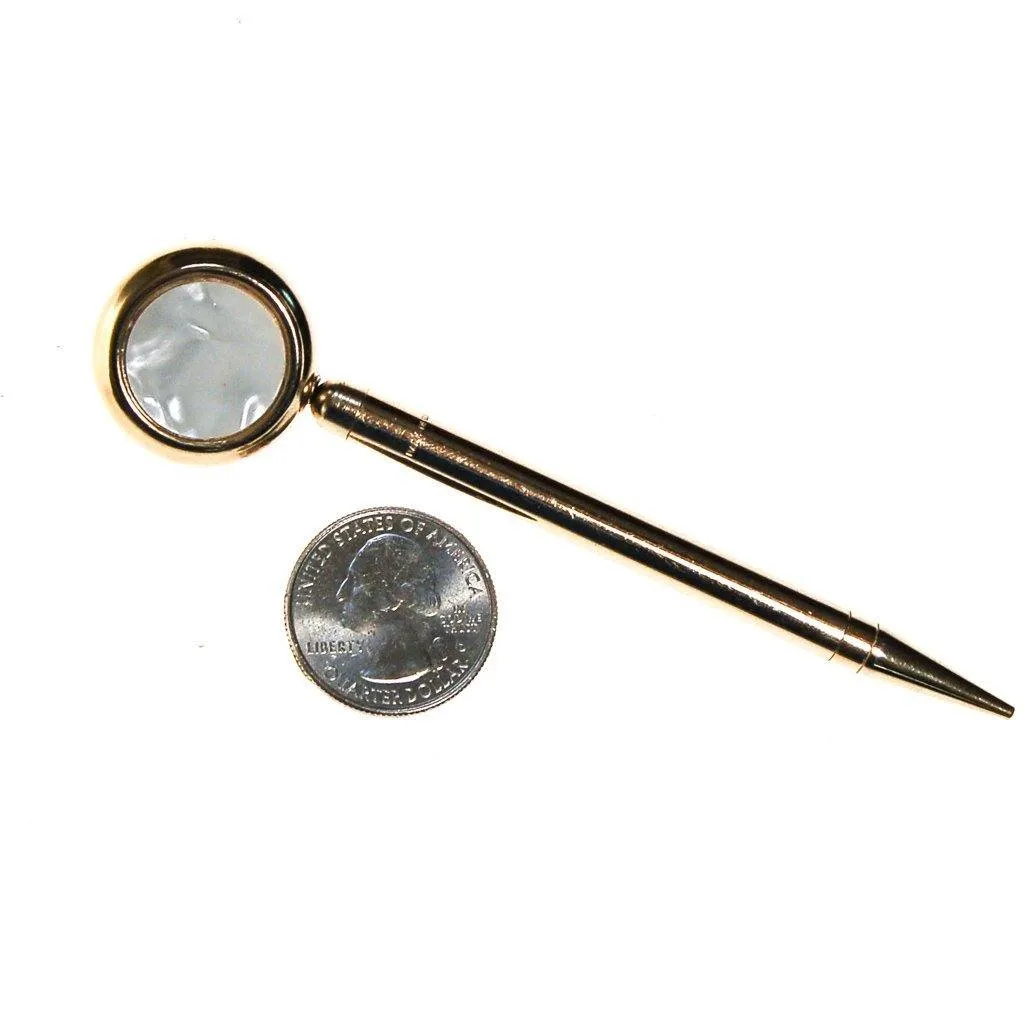 Retractable Pencil Brooch, Mid Century Modern, Mother of Pearl, Gold