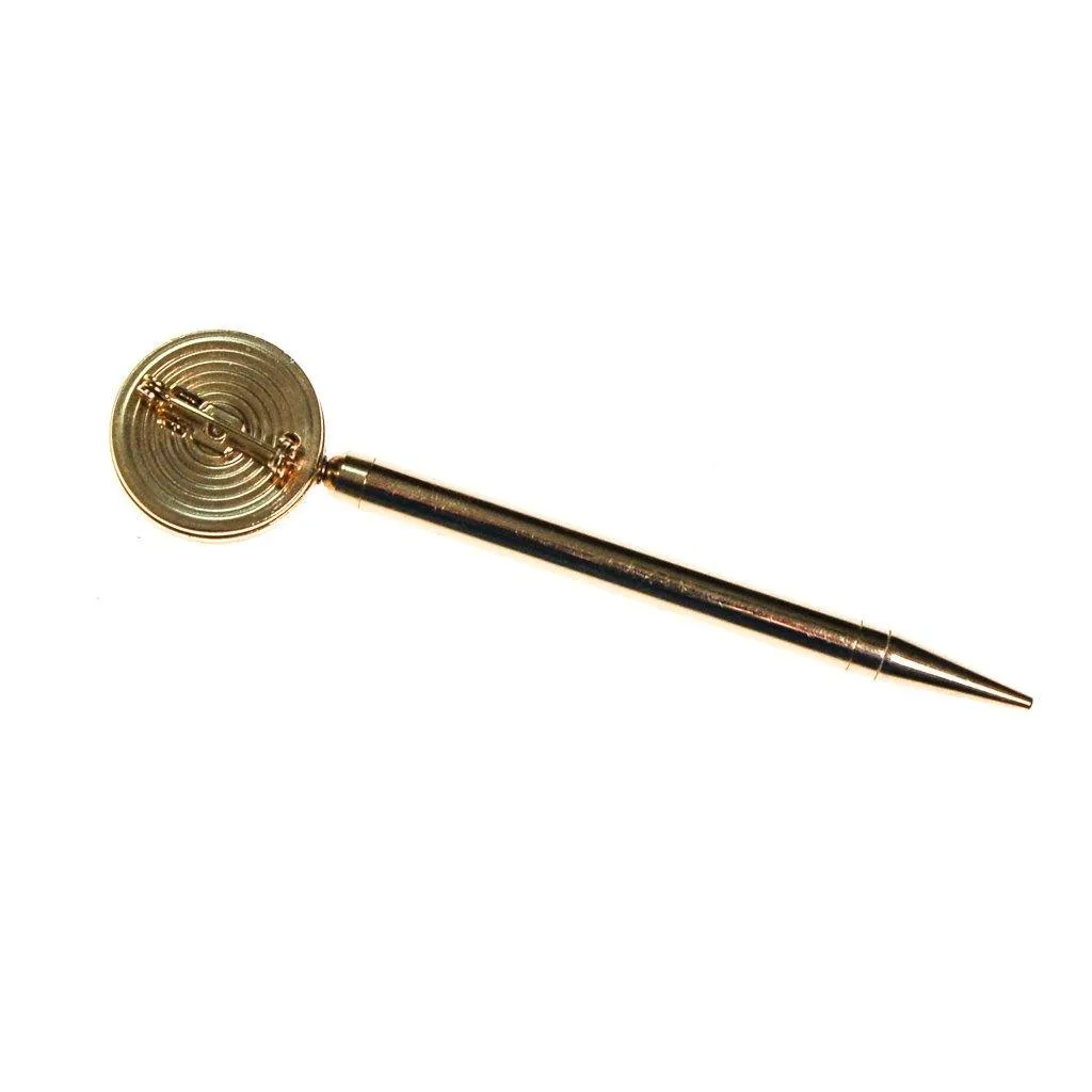 Retractable Pencil Brooch, Mid Century Modern, Mother of Pearl, Gold