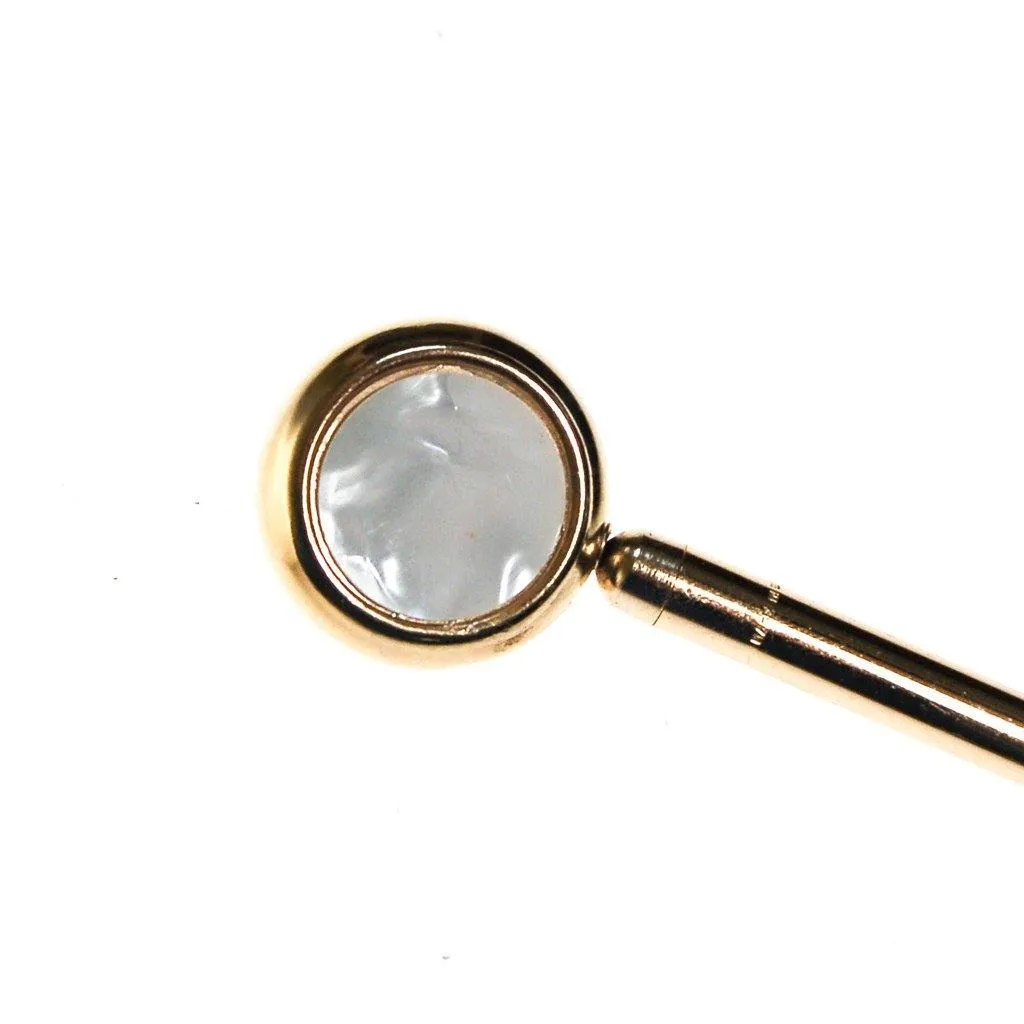 Retractable Pencil Brooch, Mid Century Modern, Mother of Pearl, Gold