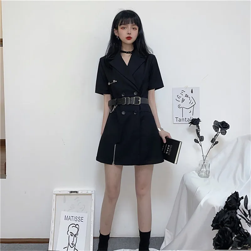 RETRO DOUBLE-BREASTED BLACK DRESS UB2635