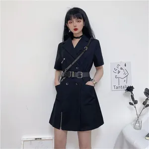 RETRO DOUBLE-BREASTED BLACK DRESS UB2635