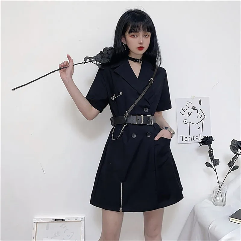 RETRO DOUBLE-BREASTED BLACK DRESS UB2635