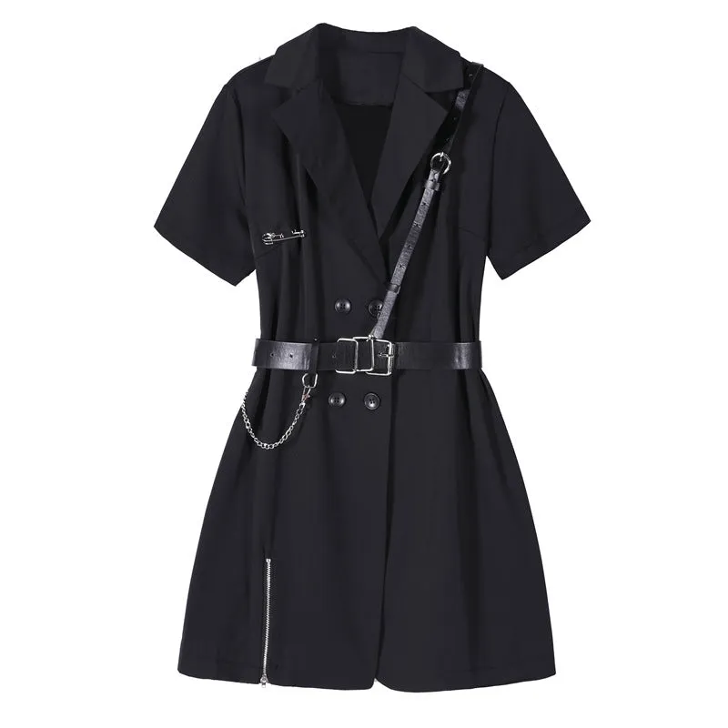 RETRO DOUBLE-BREASTED BLACK DRESS UB2635