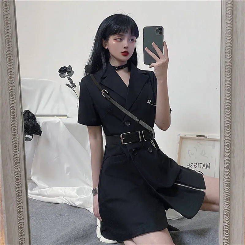 RETRO DOUBLE-BREASTED BLACK DRESS UB2635