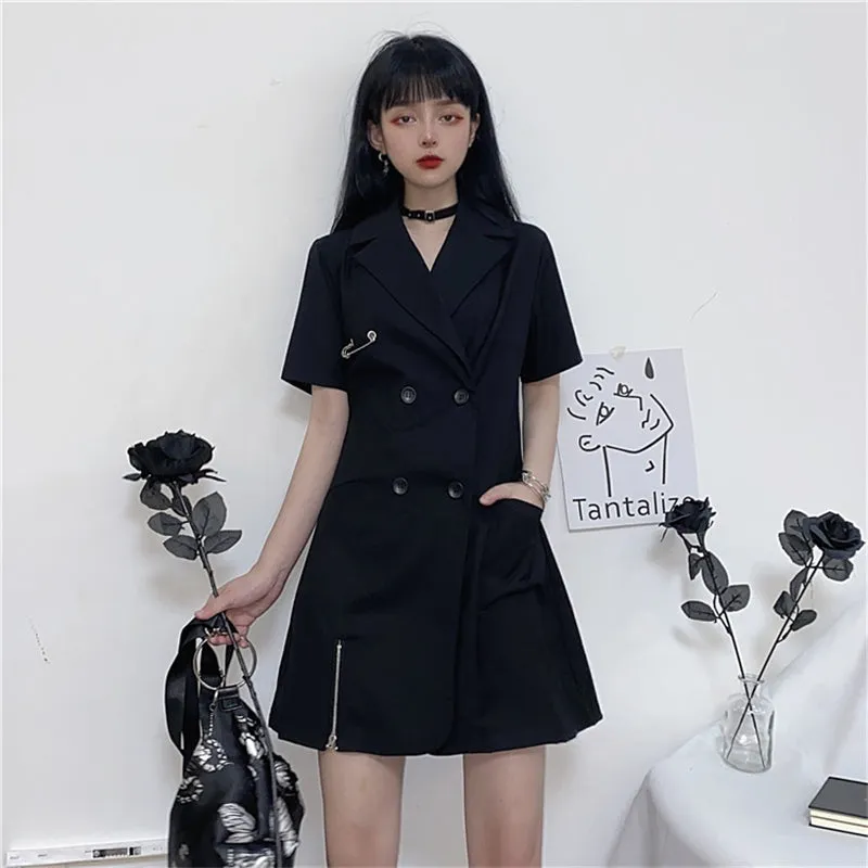 RETRO DOUBLE-BREASTED BLACK DRESS UB2635