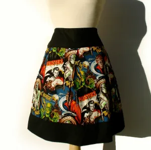 Retro Horror Movie Hollywood Monsters Vintage Inspired Skirt #S-RS712