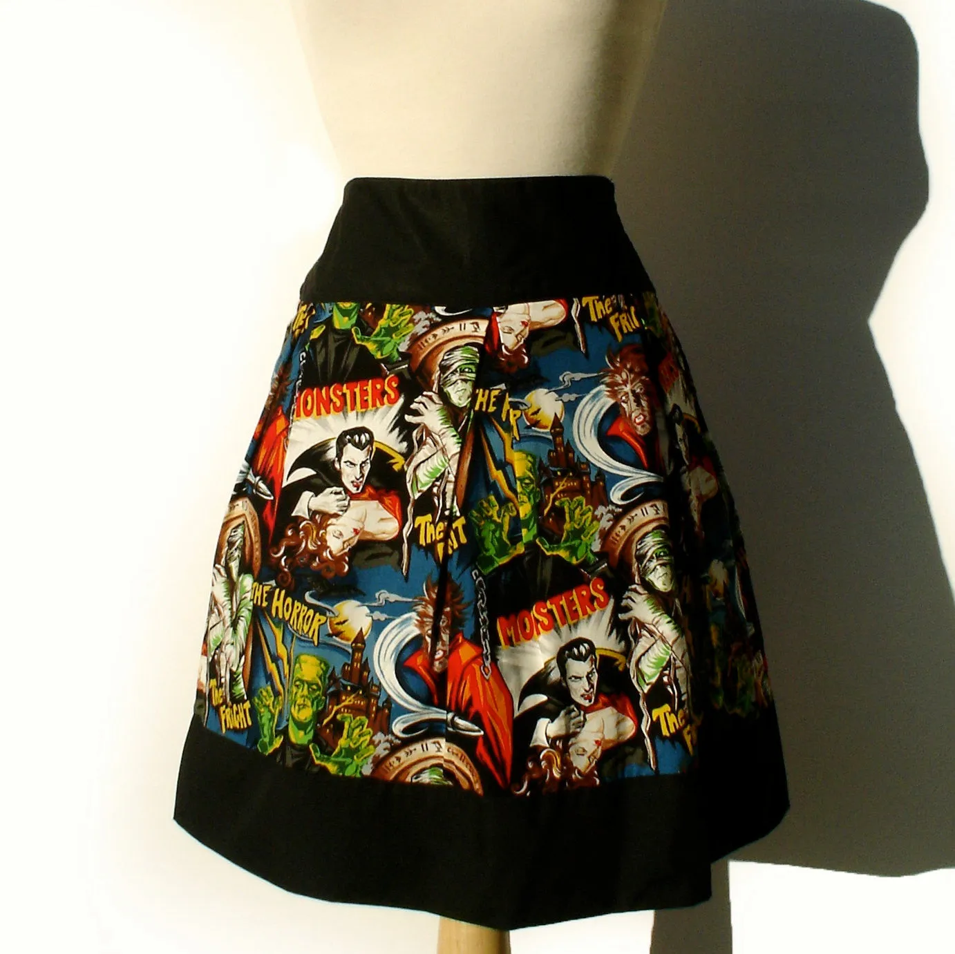Retro Horror Movie Hollywood Monsters Vintage Inspired Skirt #S-RS712
