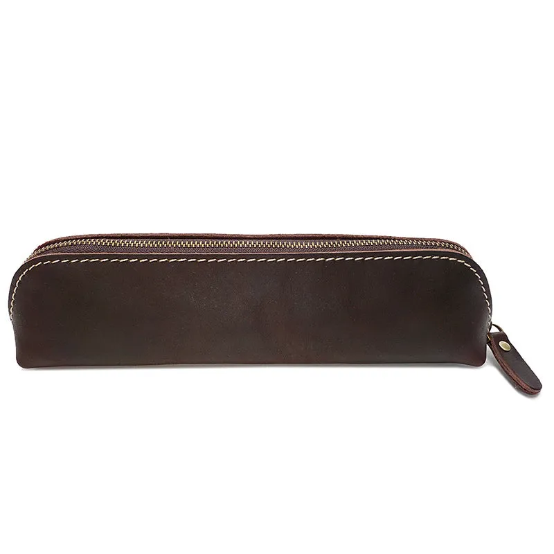 Retro Pen Bag Full Grain Leather Pencil Case Handmade Pen Holder YD1025