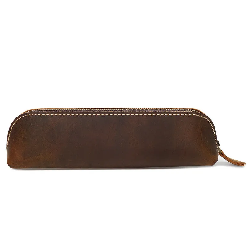 Retro Pen Bag Full Grain Leather Pencil Case Handmade Pen Holder YD1025