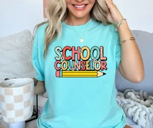 Retro School Counselor Pencil Lagoon Tee