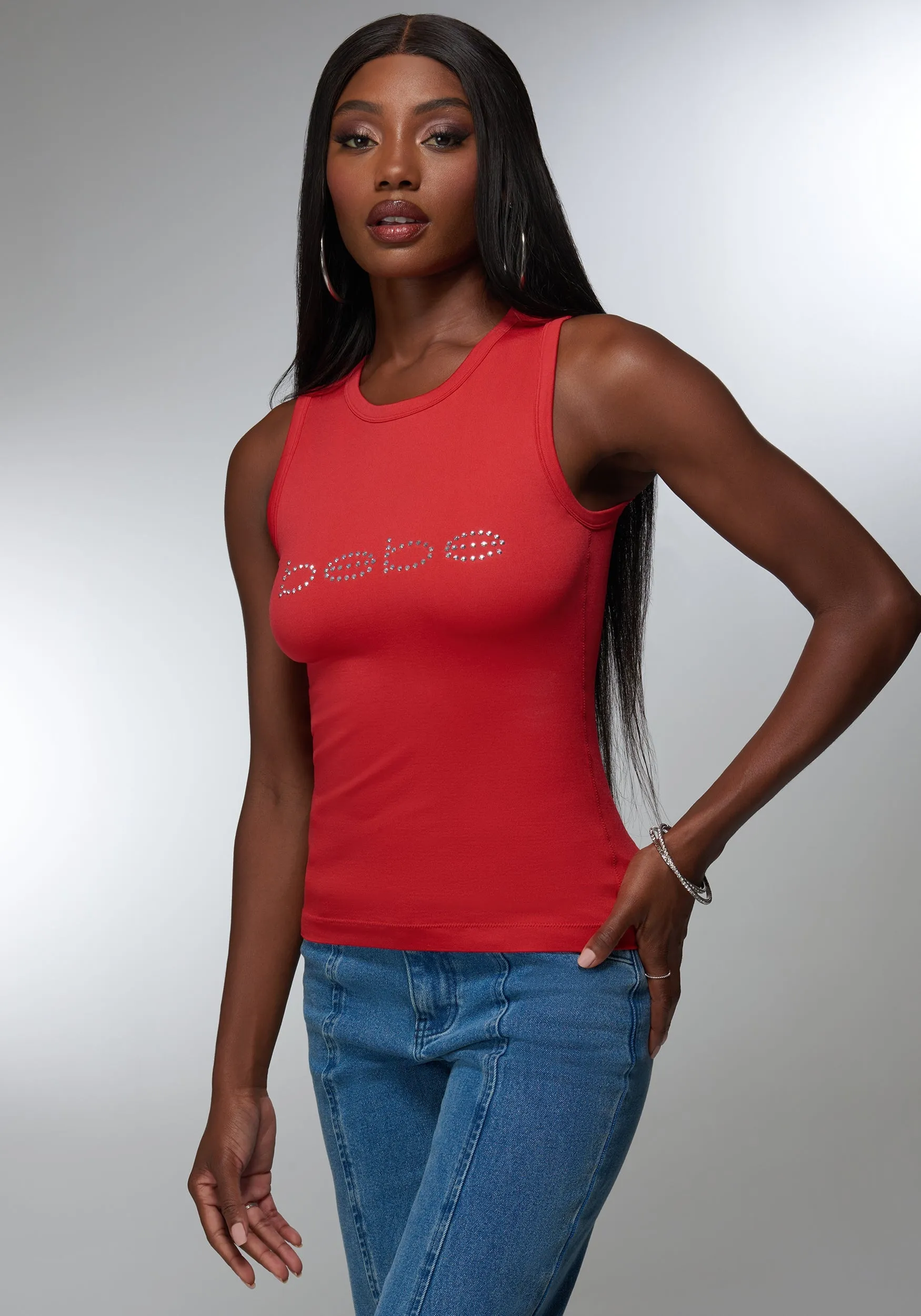 Rhinestone Logo Double Front Tank