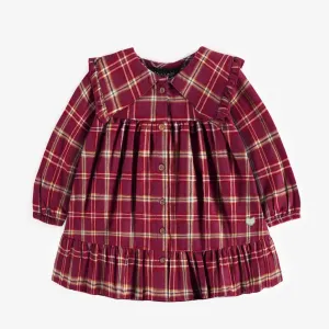 Robe rouge et blanche à carreaux en flanelle brossée, bébé || Red and white plaid pattern dress in brushed flannel, baby