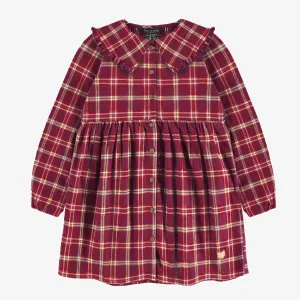 Robe rouge et blanche à carreaux en flanelle brossée, enfant || Red and white plaid pattern dress in brushed flannel, child