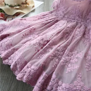 Rose Lace Floral Print Dresses for Girls