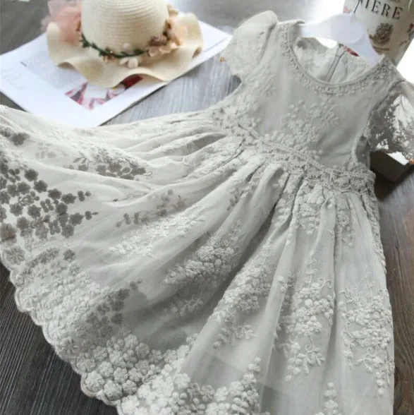 Rose Lace Floral Print Dresses for Girls
