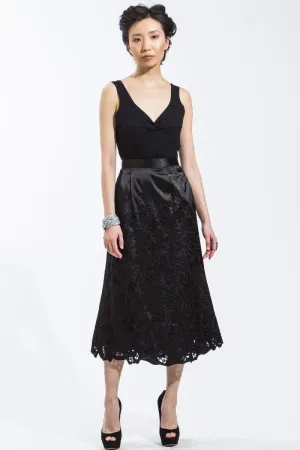 Sateen Cut-Out Lace Skirt (Black) Style #8106