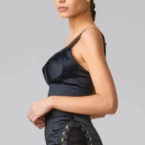 Sculpt Satin Bra Top In Black - Murmur