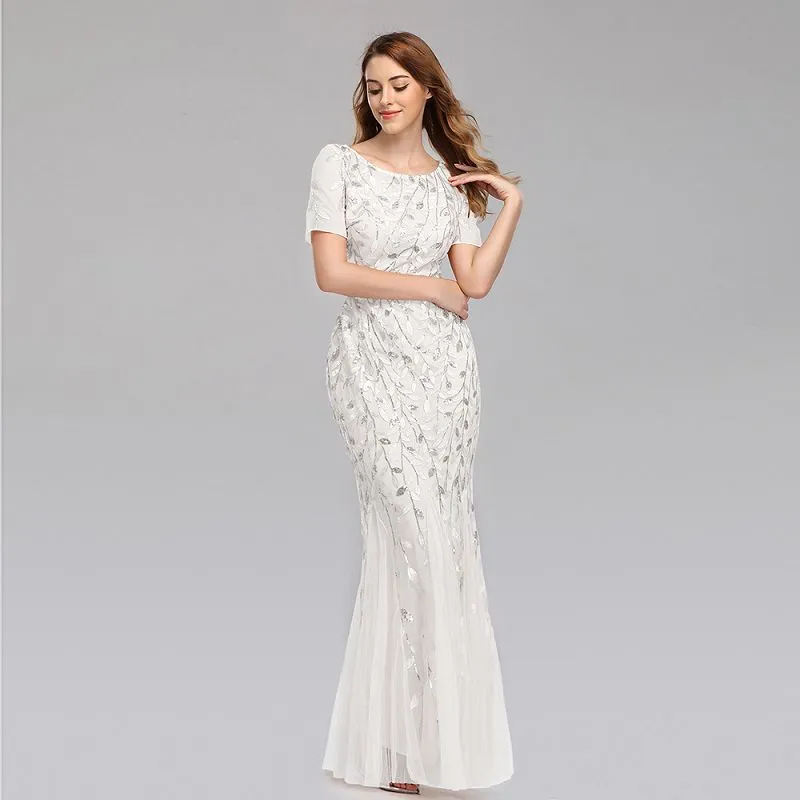 sd-hk Women's Plus Size Embroidery Mermaid Evening Party Maxi Dress