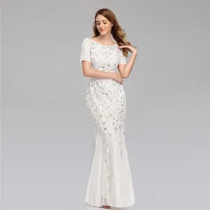 sd-hk Women's Plus Size Embroidery Mermaid Evening Party Maxi Dress