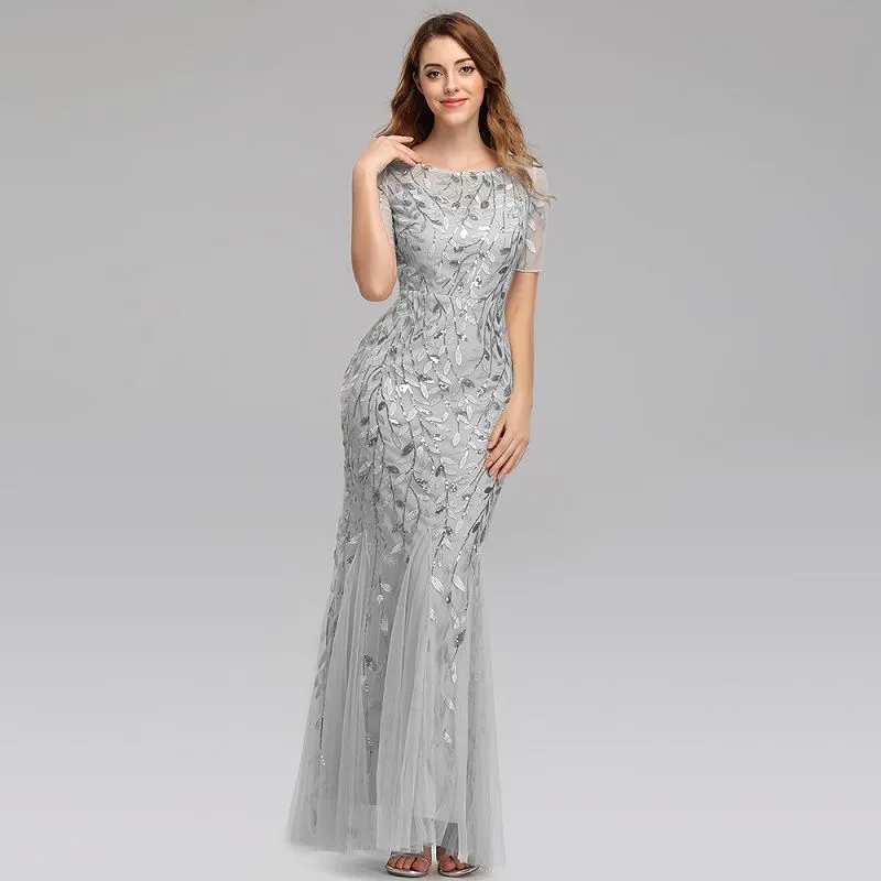 sd-hk Women's Plus Size Embroidery Mermaid Evening Party Maxi Dress