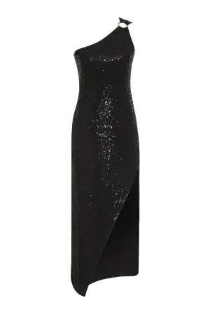 Sequins Ring One Shoulder Gown