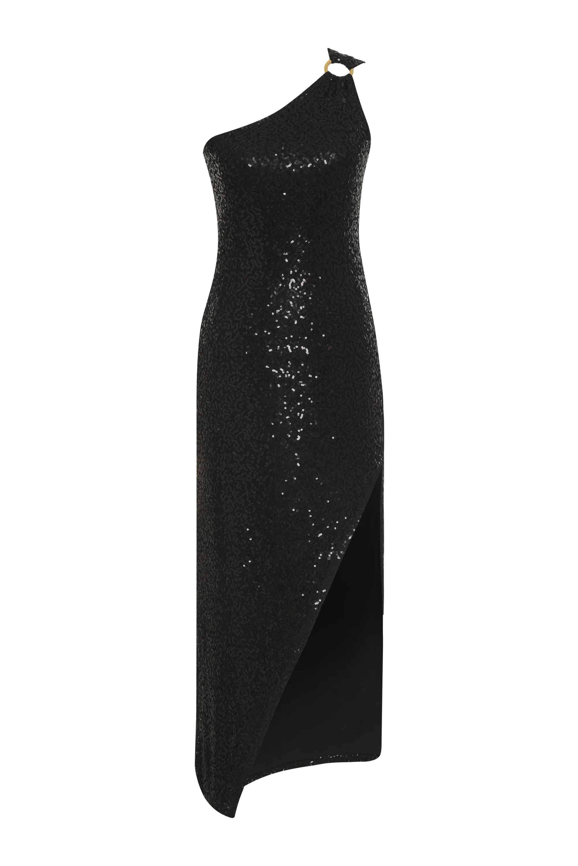 Sequins Ring One Shoulder Gown